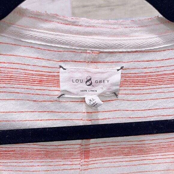 LOU & GREY 100% Linen Striped Slub Tee Orange White Short Sleeve Womens XL - Picture 5 of 5